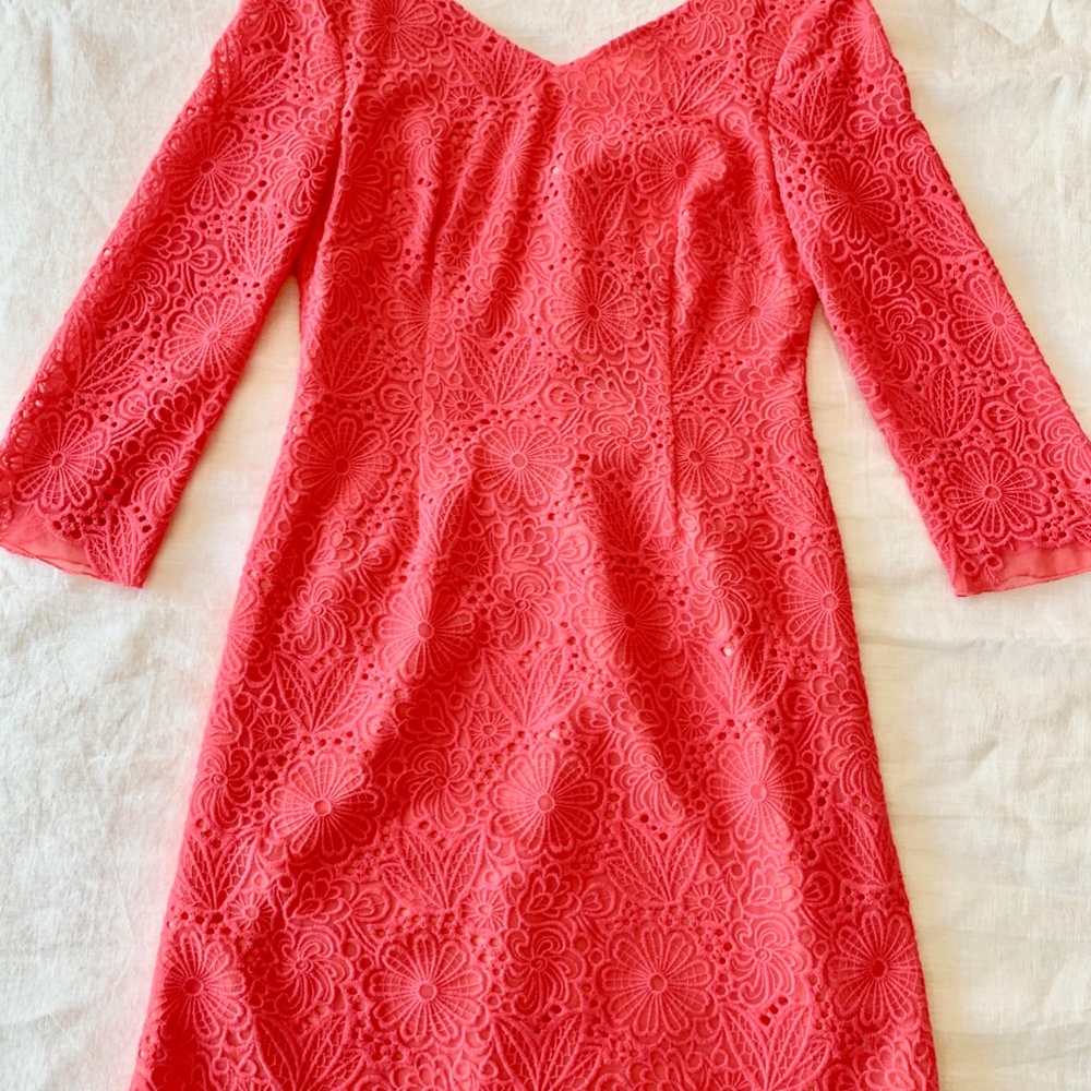 NEW! Lilly Pulitzer Island Coral Lace Dress Size 0 - Picture 9 of 11